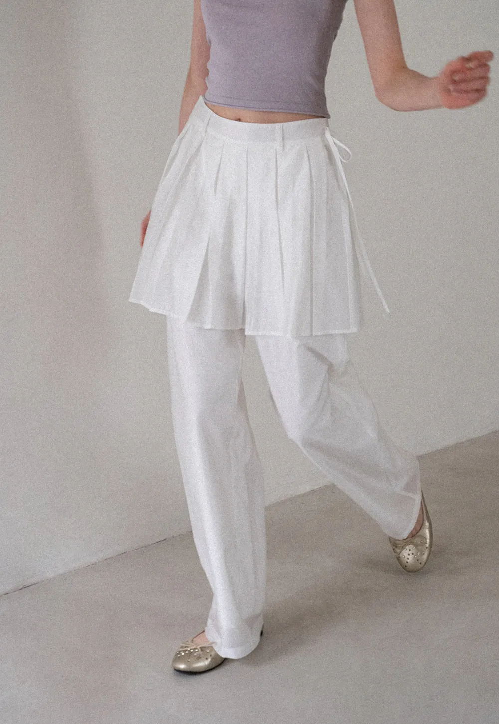 Pleated Layered High Waist Casual Pants