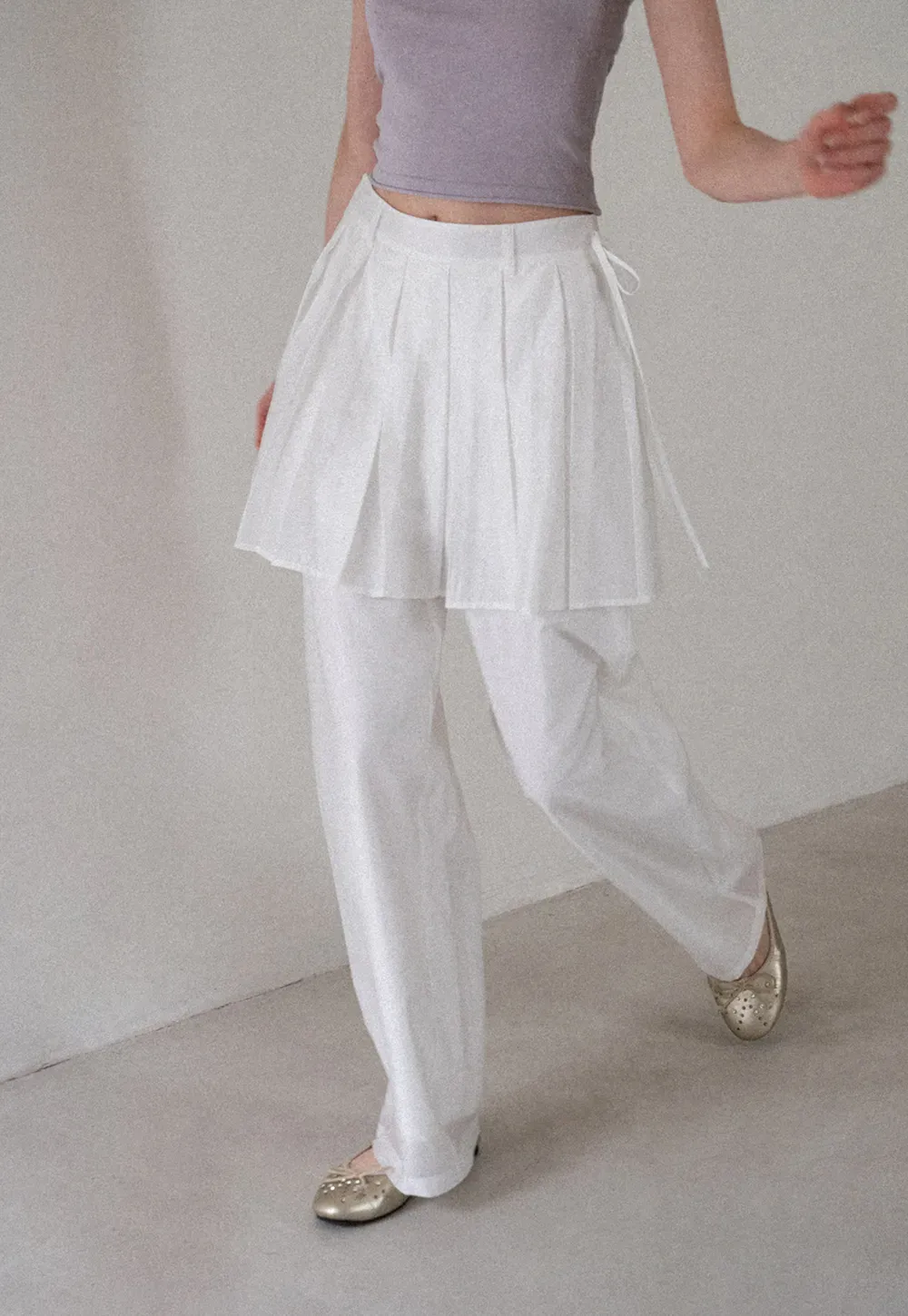 Pleated Layered High Waist Casual Pants