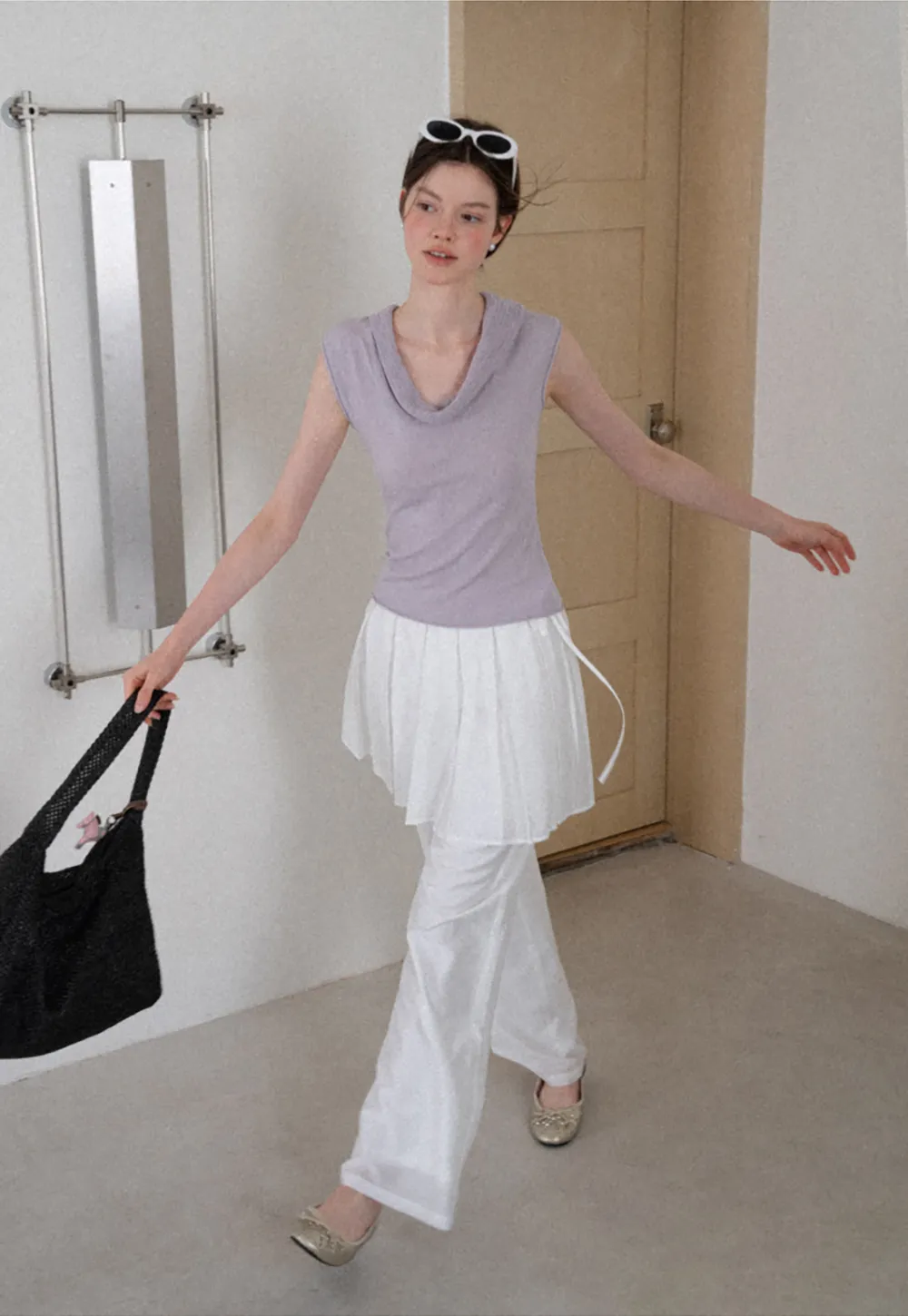 Pleated Layered High Waist Casual Pants