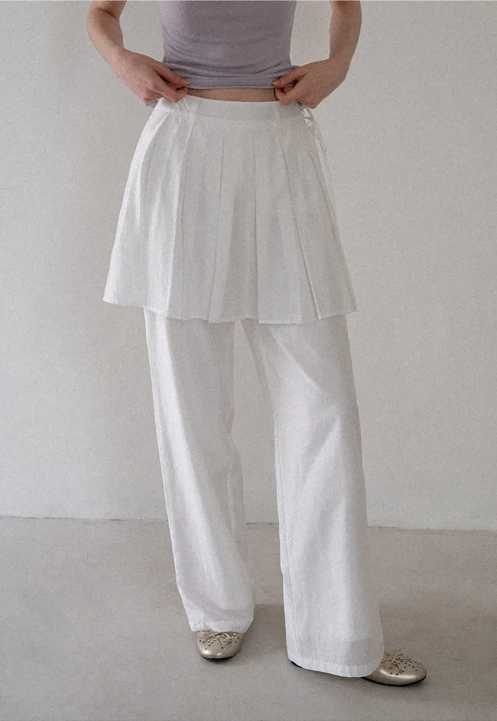 Pleated Layered High Waist Casual Pants