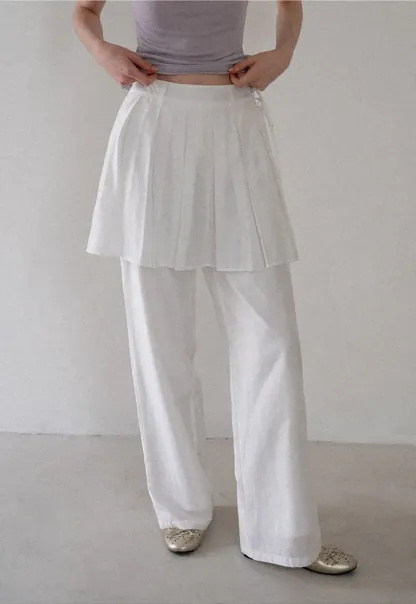 Pleated Layered High Waist Casual Pants