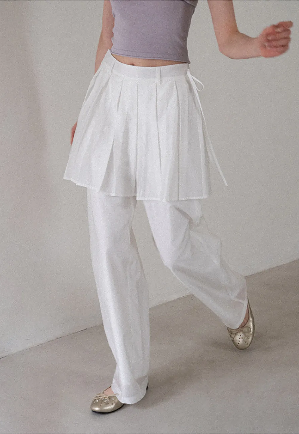 Pleated Layered High Waist Casual Pants
