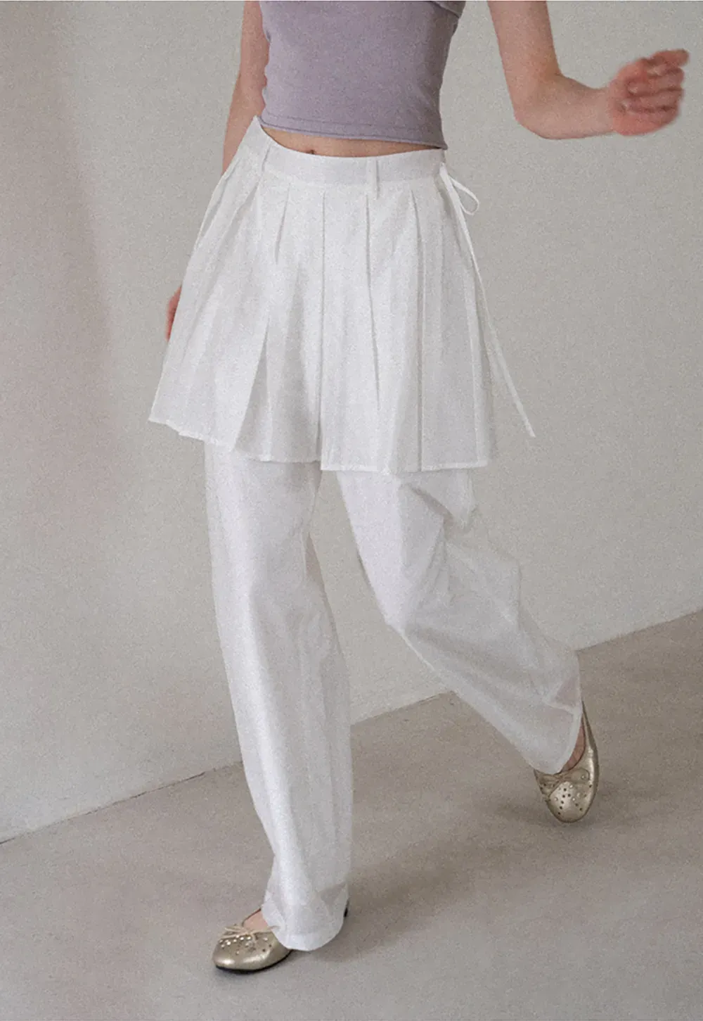 Pleated Layered High Waist Casual Pants