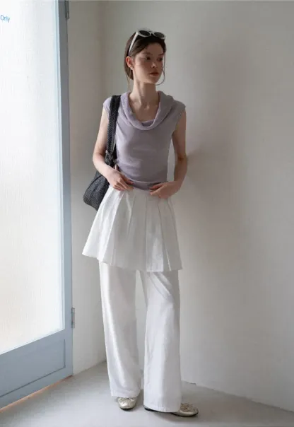 Pleated Layered High Waist Casual Pants