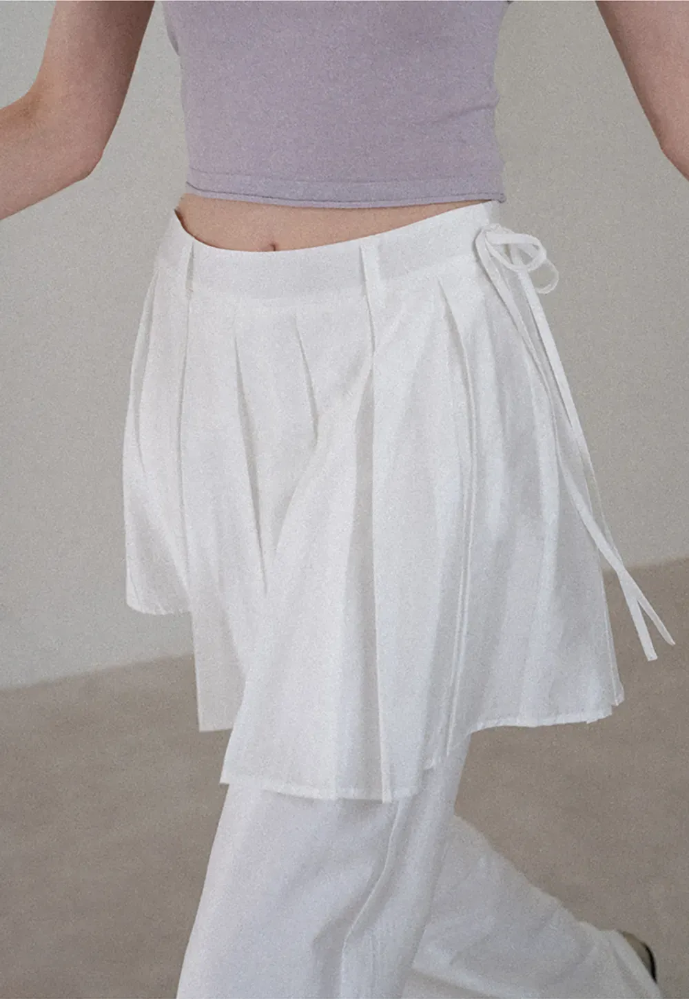 Pleated Layered High Waist Casual Pants