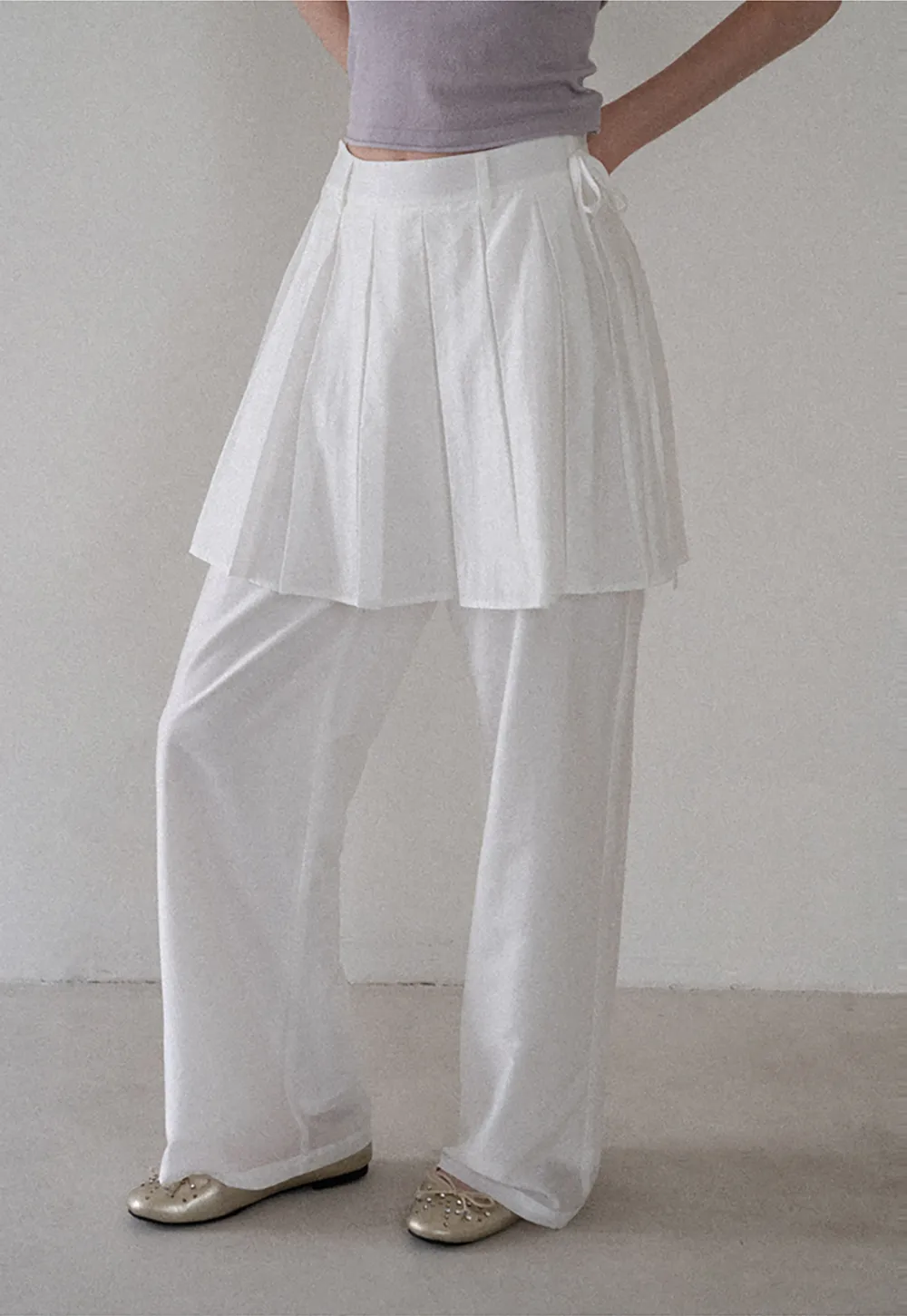 Pleated Layered High Waist Casual Pants