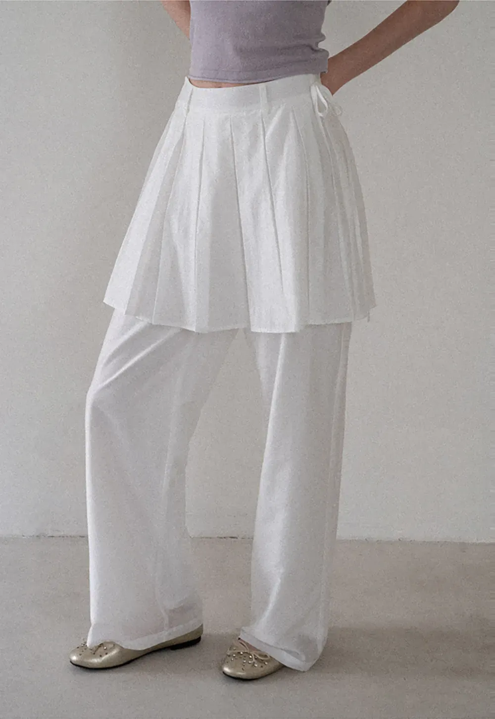 Pleated Layered High Waist Casual Pants