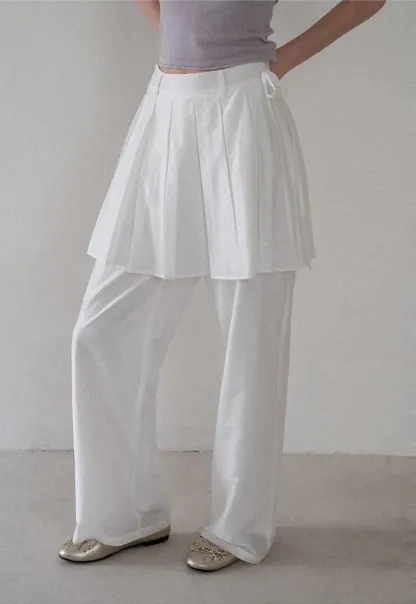 Pleated Layered High Waist Casual Pants