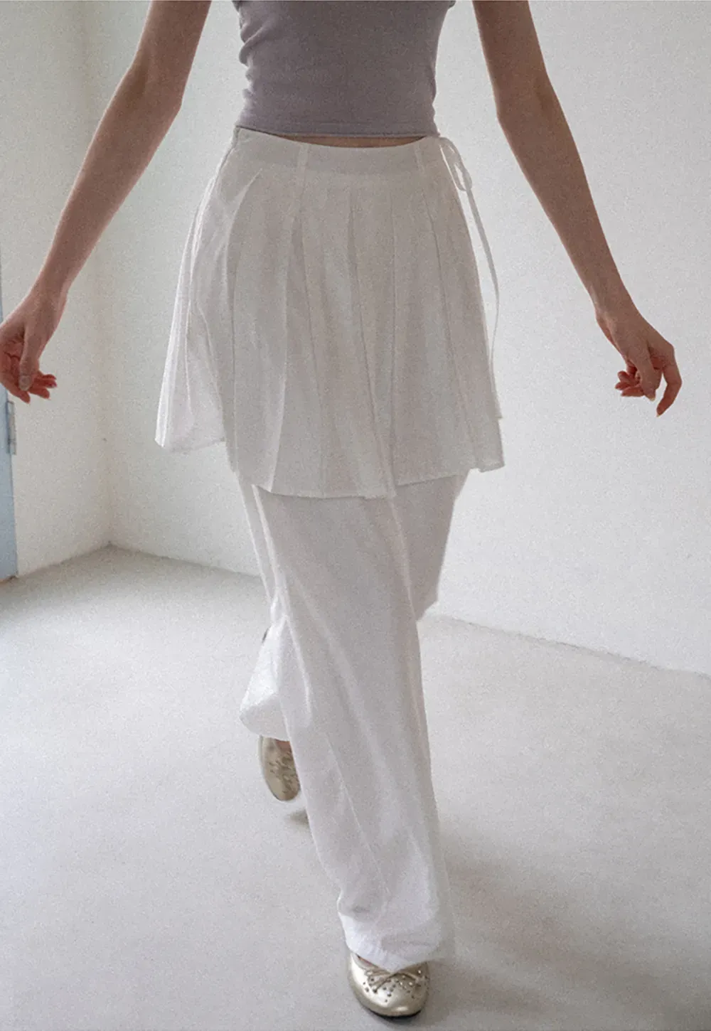 Pleated Layered High Waist Casual Pants
