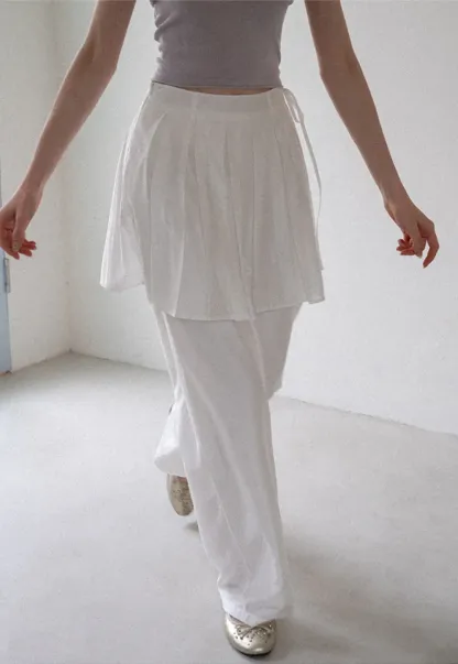 Pleated Layered High Waist Casual Pants