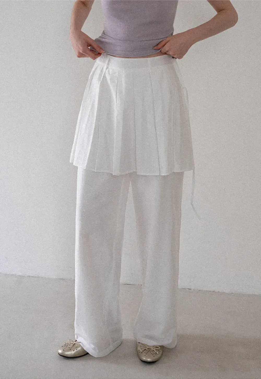 Pleated Layered High Waist Casual Pants