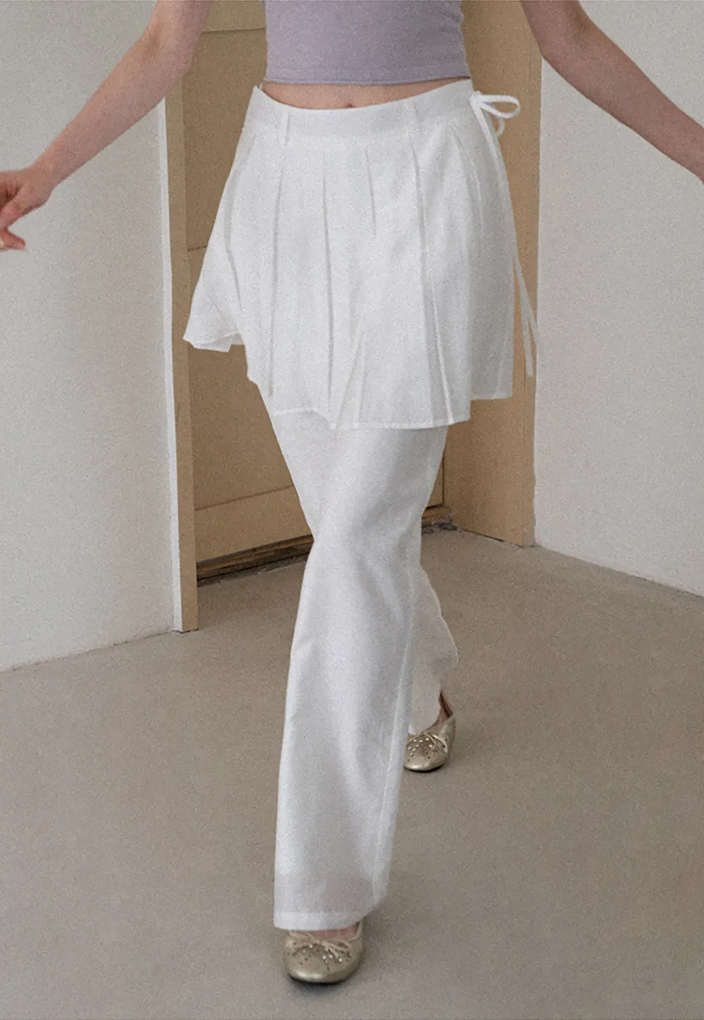 Pleated Layered High Waist Casual Pants