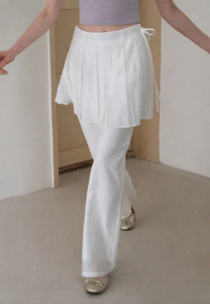 Pleated Layered High Waist Casual Pants