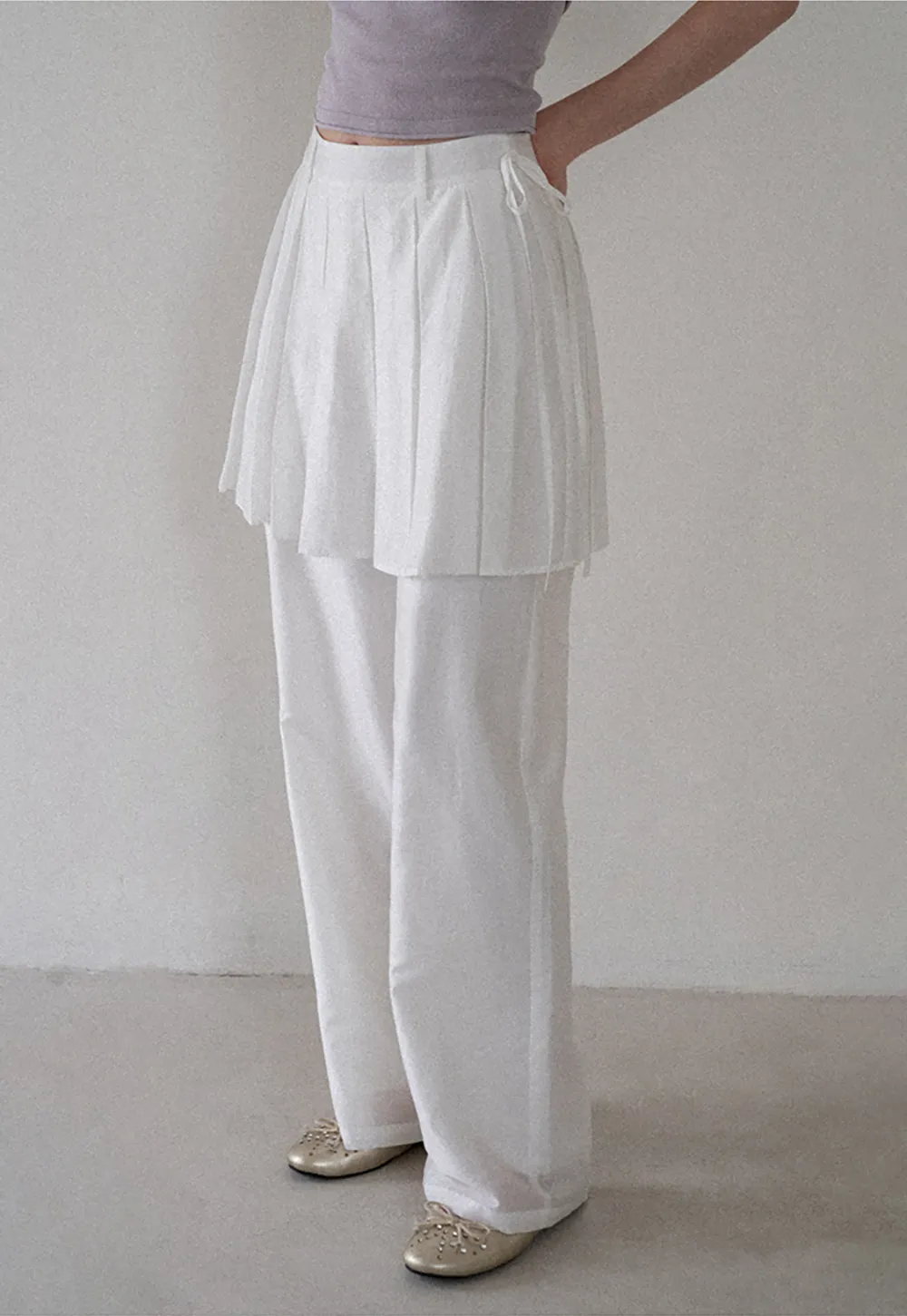 Pleated Layered High Waist Casual Pants