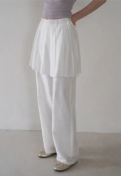 Pleated Layered High Waist Casual Pants
