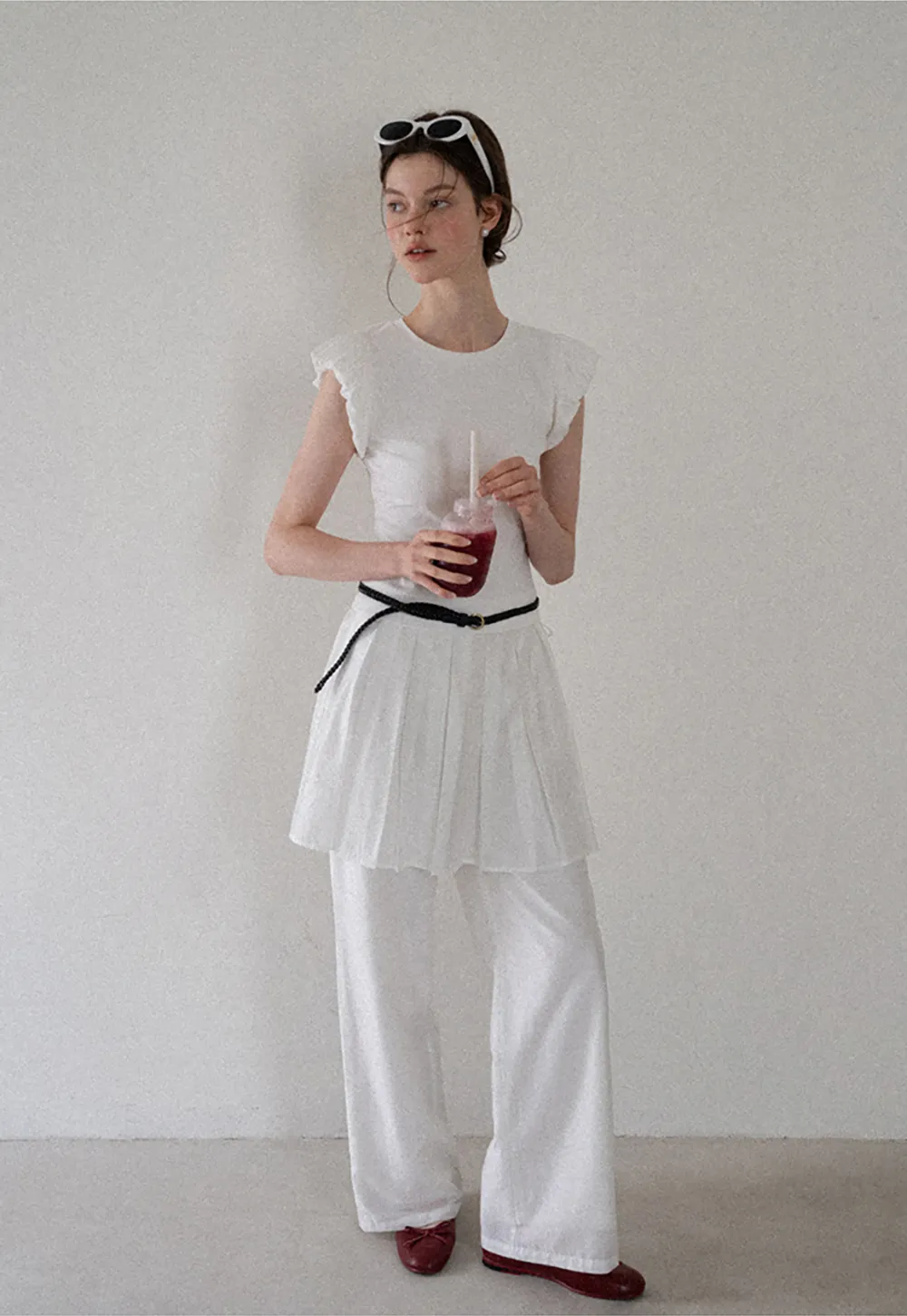 Pleated Layered High Waist Casual Pants