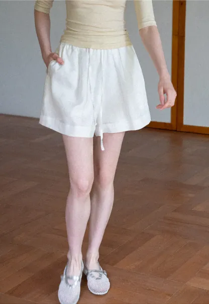 Elastic Waist Pleated Loose Fit Casual Pants