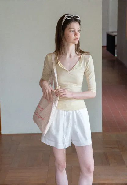 Elastic Waist Pleated Loose Fit Casual Pants