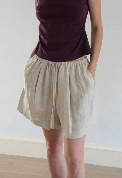 Elastic Waist Pleated Loose Fit Casual Pants