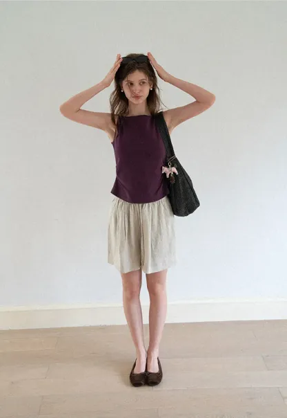 Elastic Waist Pleated Loose Fit Casual Pants