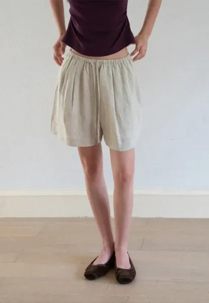 Elastic Waist Pleated Loose Fit Casual Pants