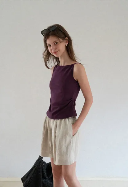 Elastic Waist Pleated Loose Fit Casual Pants