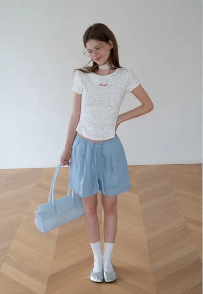 Elastic Waist Pleated Loose Fit Casual Pants