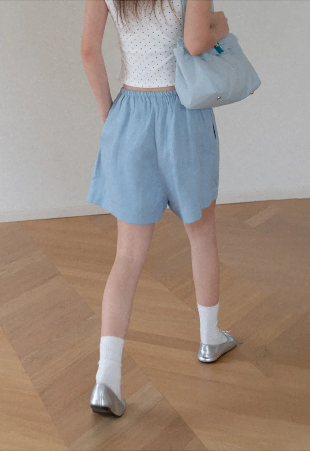 Elastic Waist Pleated Loose Fit Casual Pants