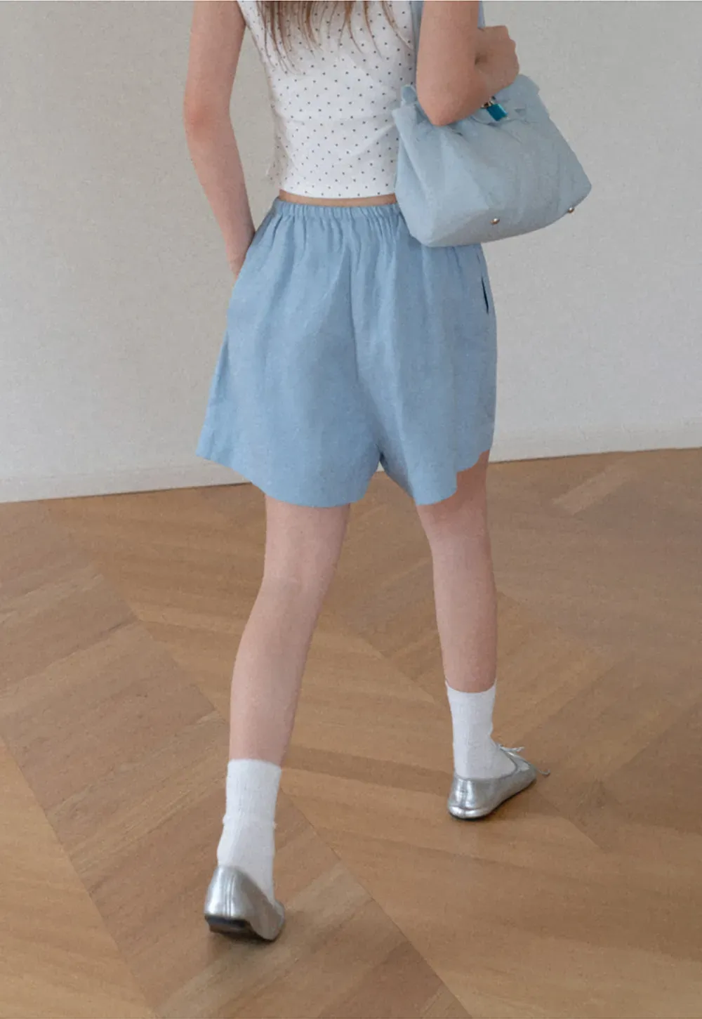 Elastic Waist Pleated Loose Fit Casual Pants