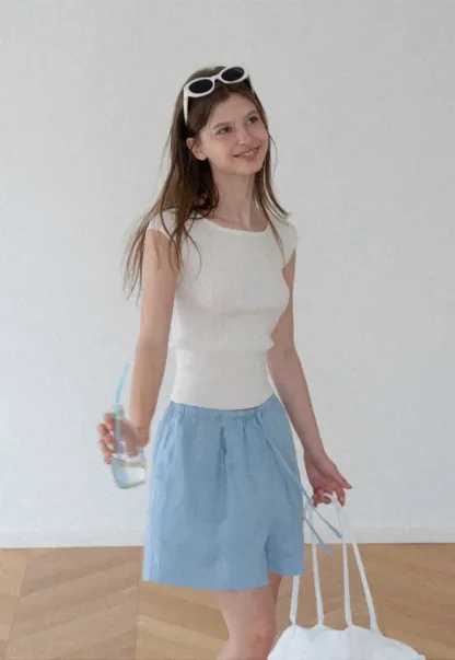 Elastic Waist Pleated Loose Fit Casual Pants