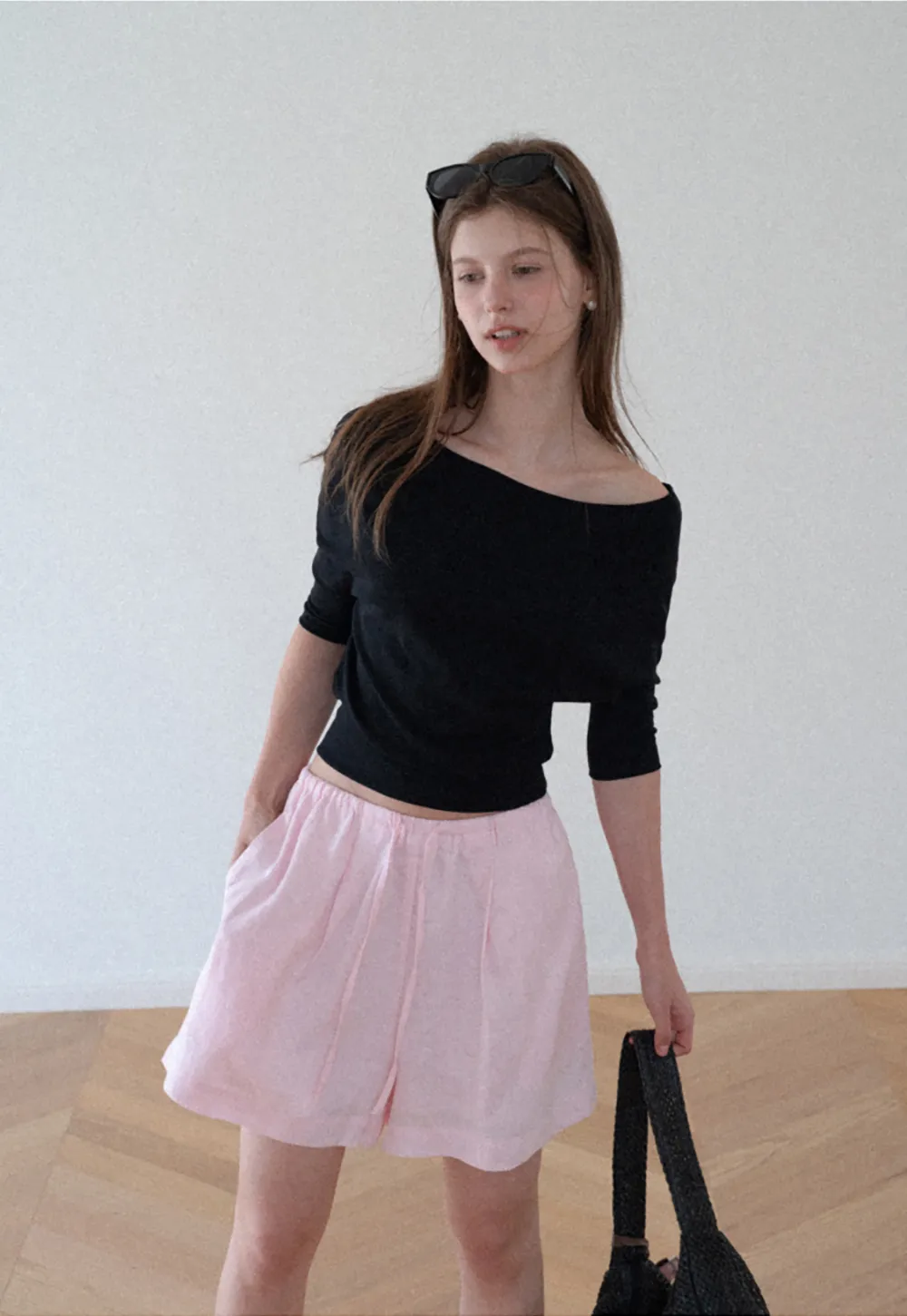 Elastic Waist Pleated Loose Fit Casual Pants