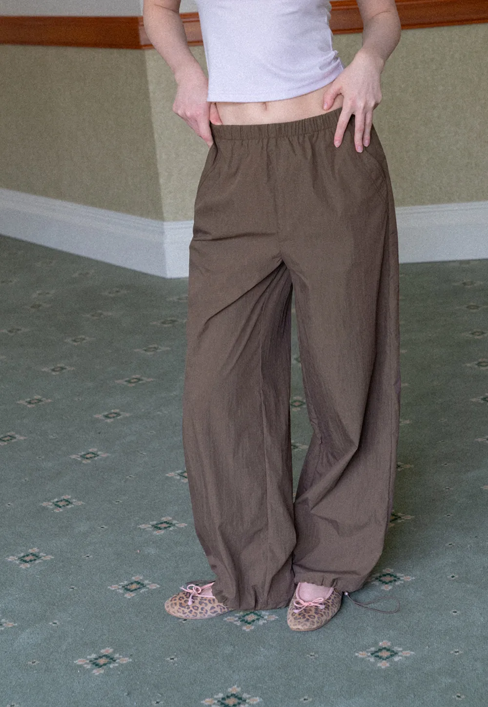 Elastic Waist Wide Leg Casual Pants
