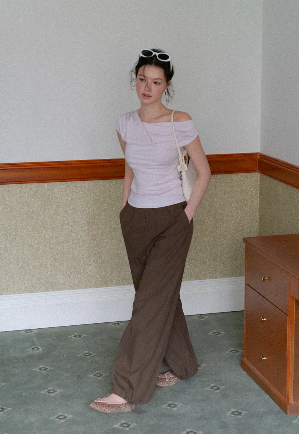 Elastic Waist Wide Leg Casual Pants