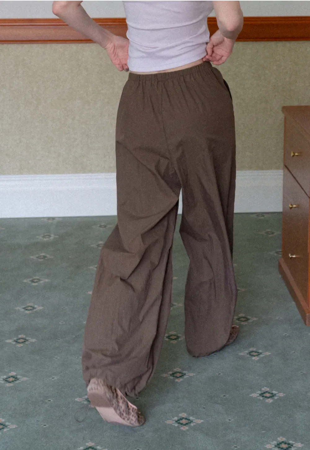 Elastic Waist Wide Leg Casual Pants