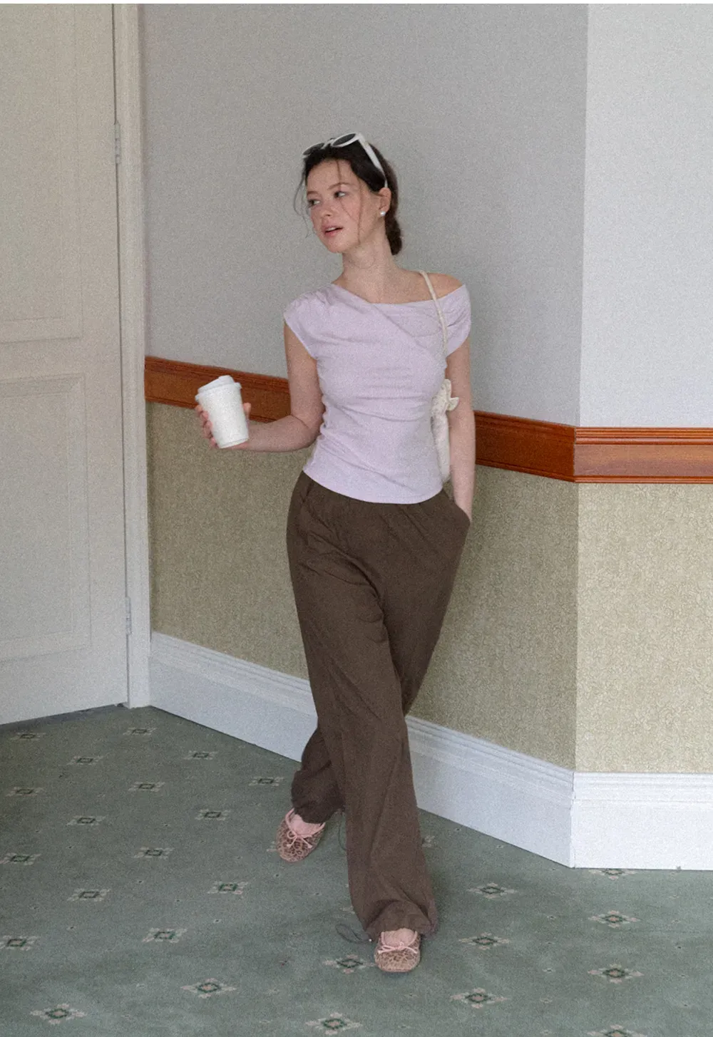 Elastic Waist Wide Leg Casual Pants