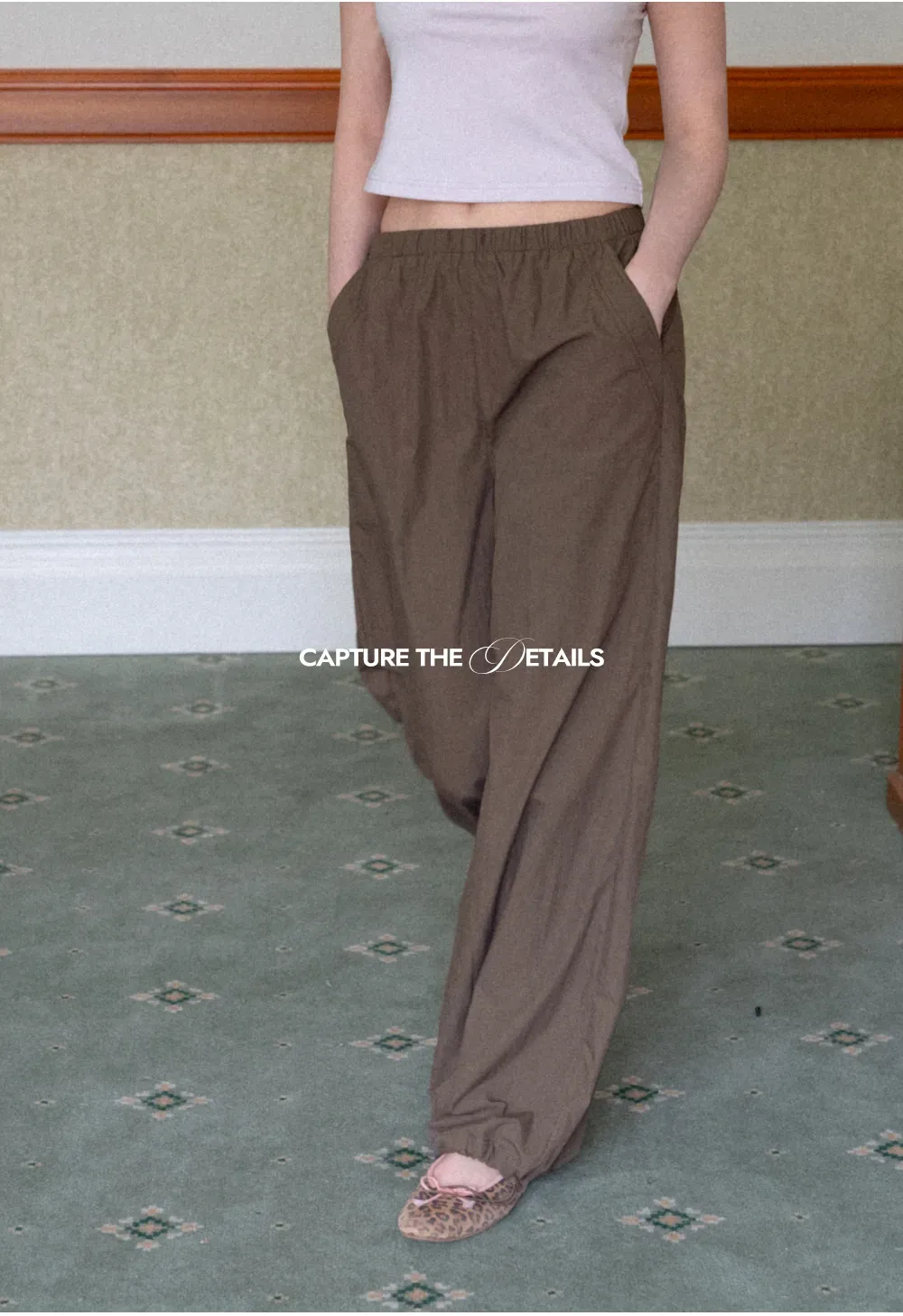 Elastic Waist Wide Leg Casual Pants