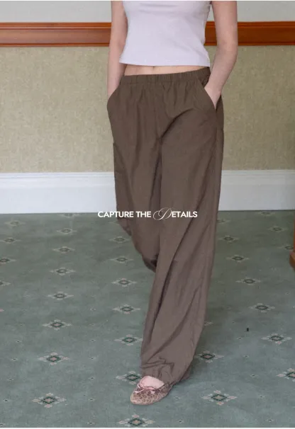 Elastic Waist Wide Leg Casual Pants