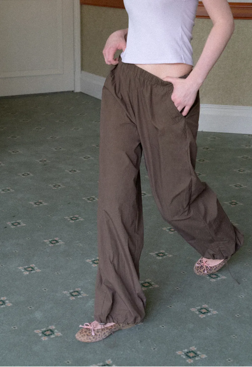Elastic Waist Wide Leg Casual Pants