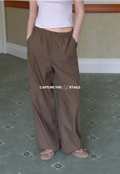 Elastic Waist Wide Leg Casual Pants