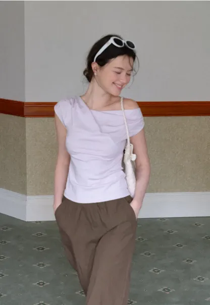 Elastic Waist Wide Leg Casual Pants