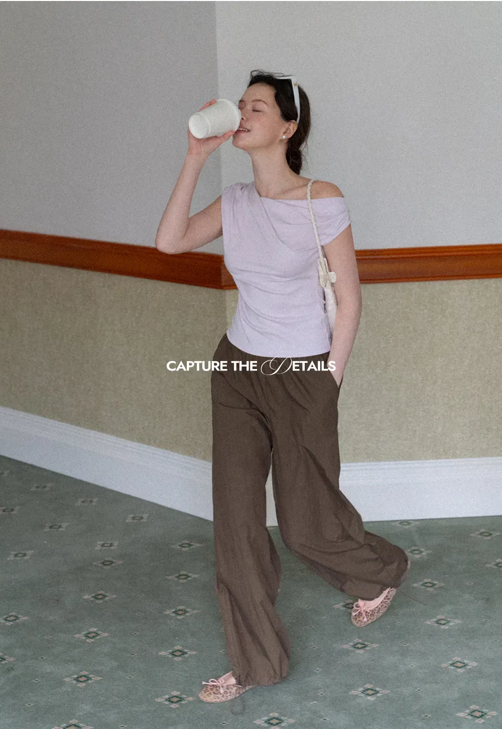 Elastic Waist Wide Leg Casual Pants