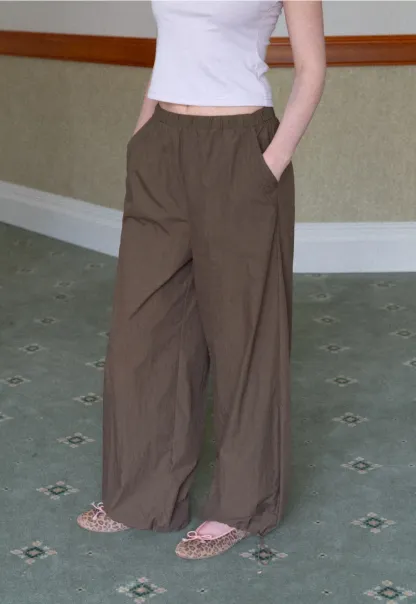 Elastic Waist Wide Leg Casual Pants