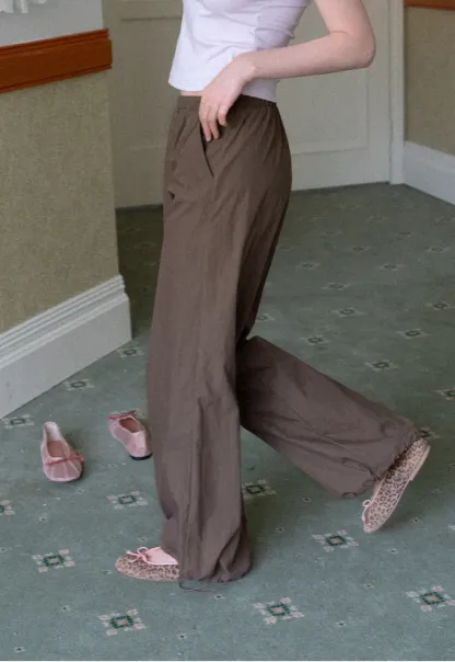 Elastic Waist Wide Leg Casual Pants