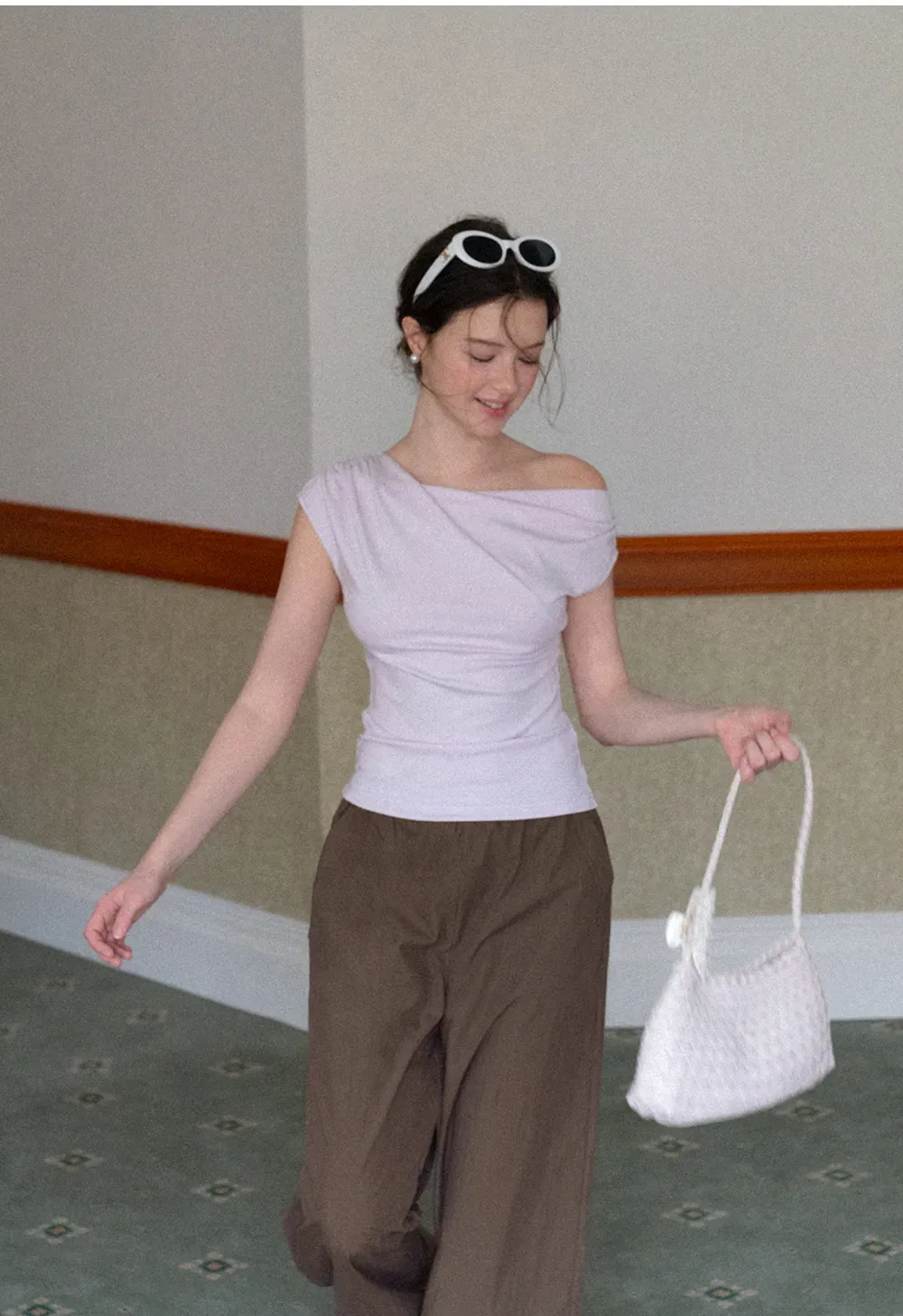 Elastic Waist Wide Leg Casual Pants