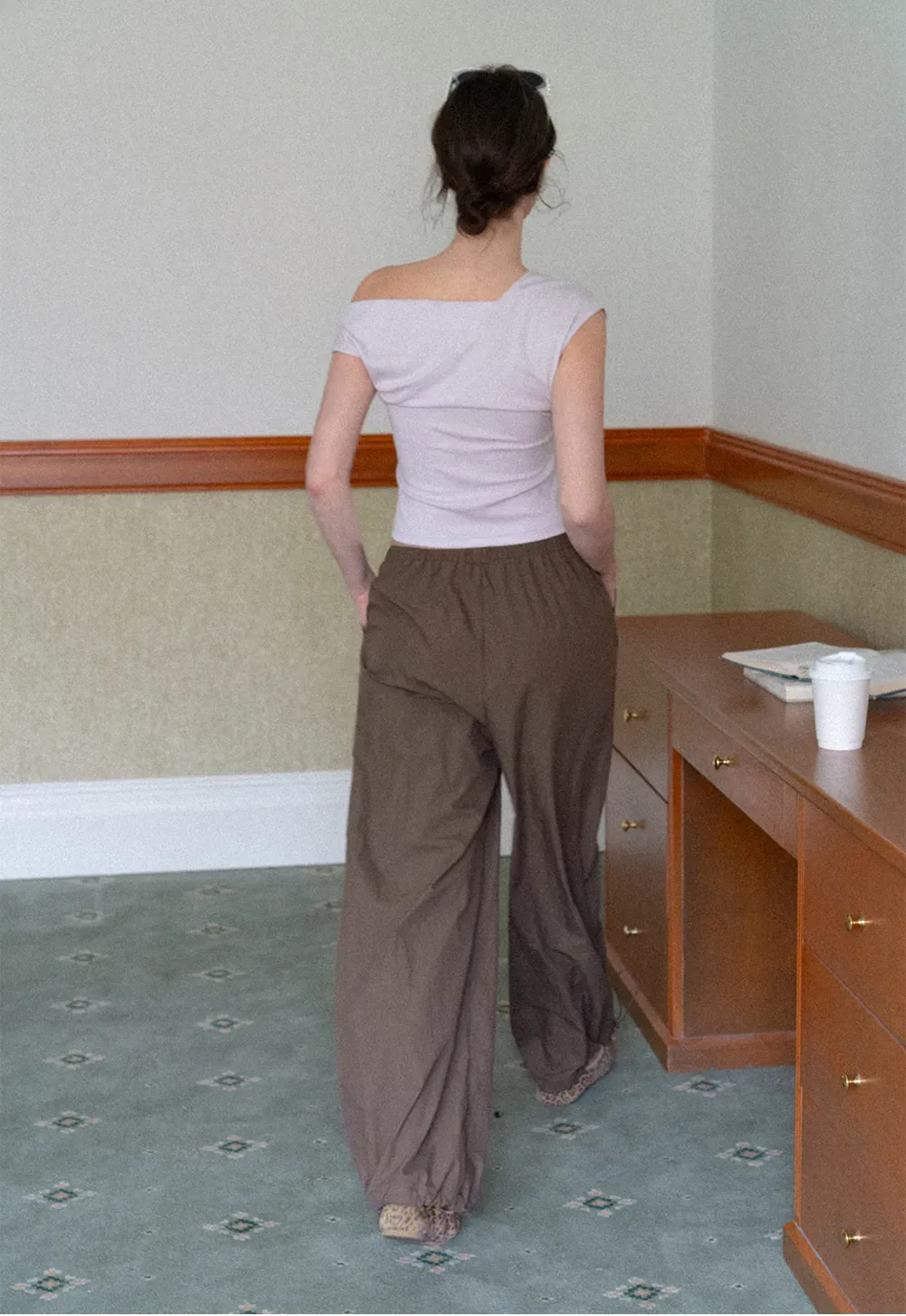 Elastic Waist Wide Leg Casual Pants