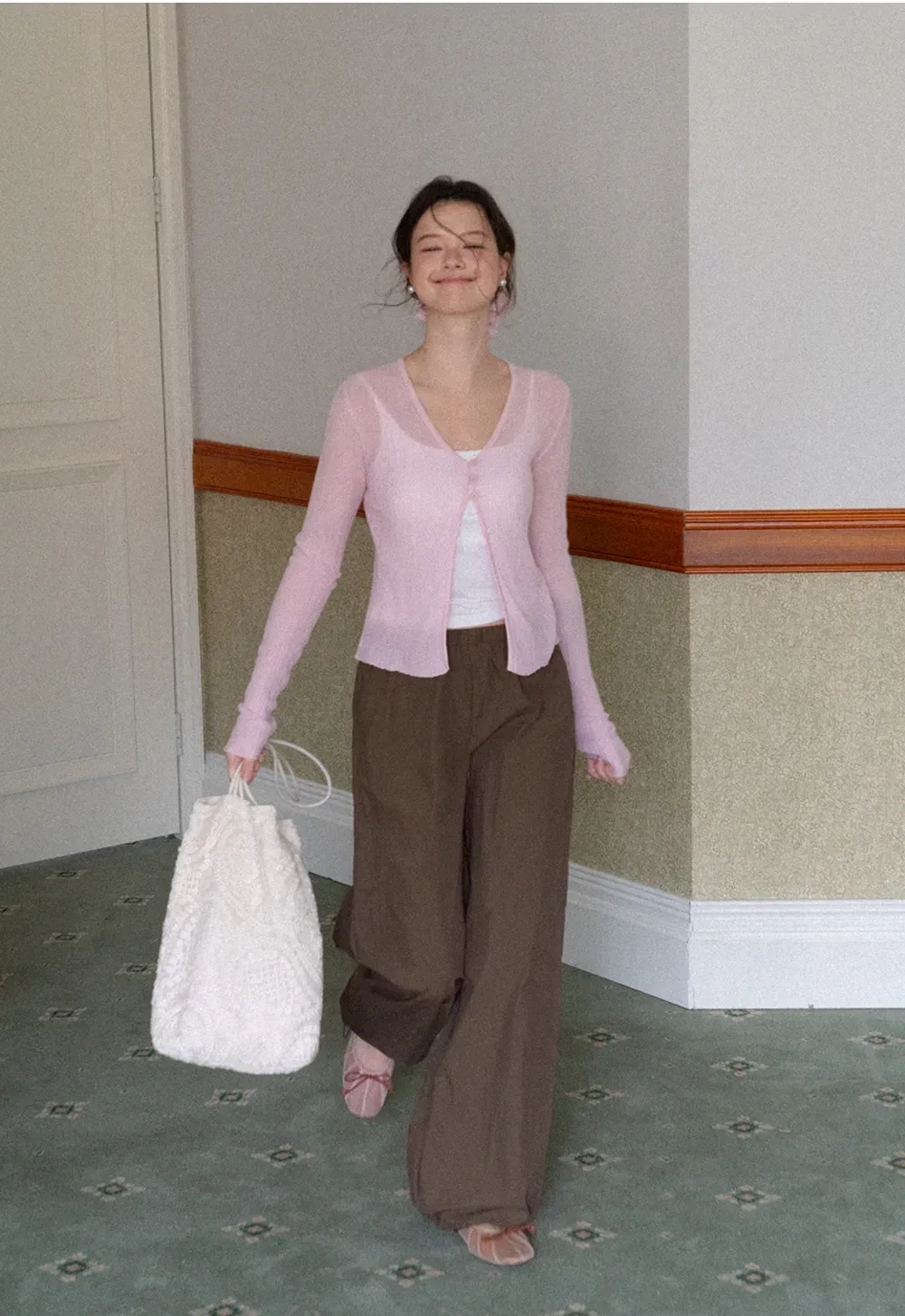Elastic Waist Wide Leg Casual Pants