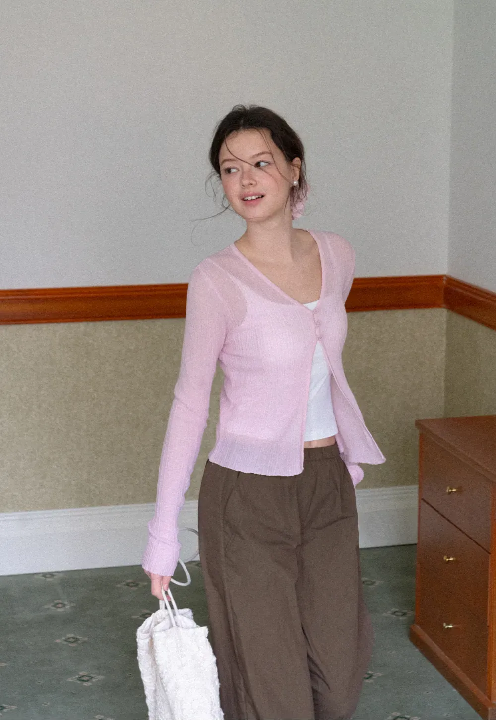 Elastic Waist Wide Leg Casual Pants