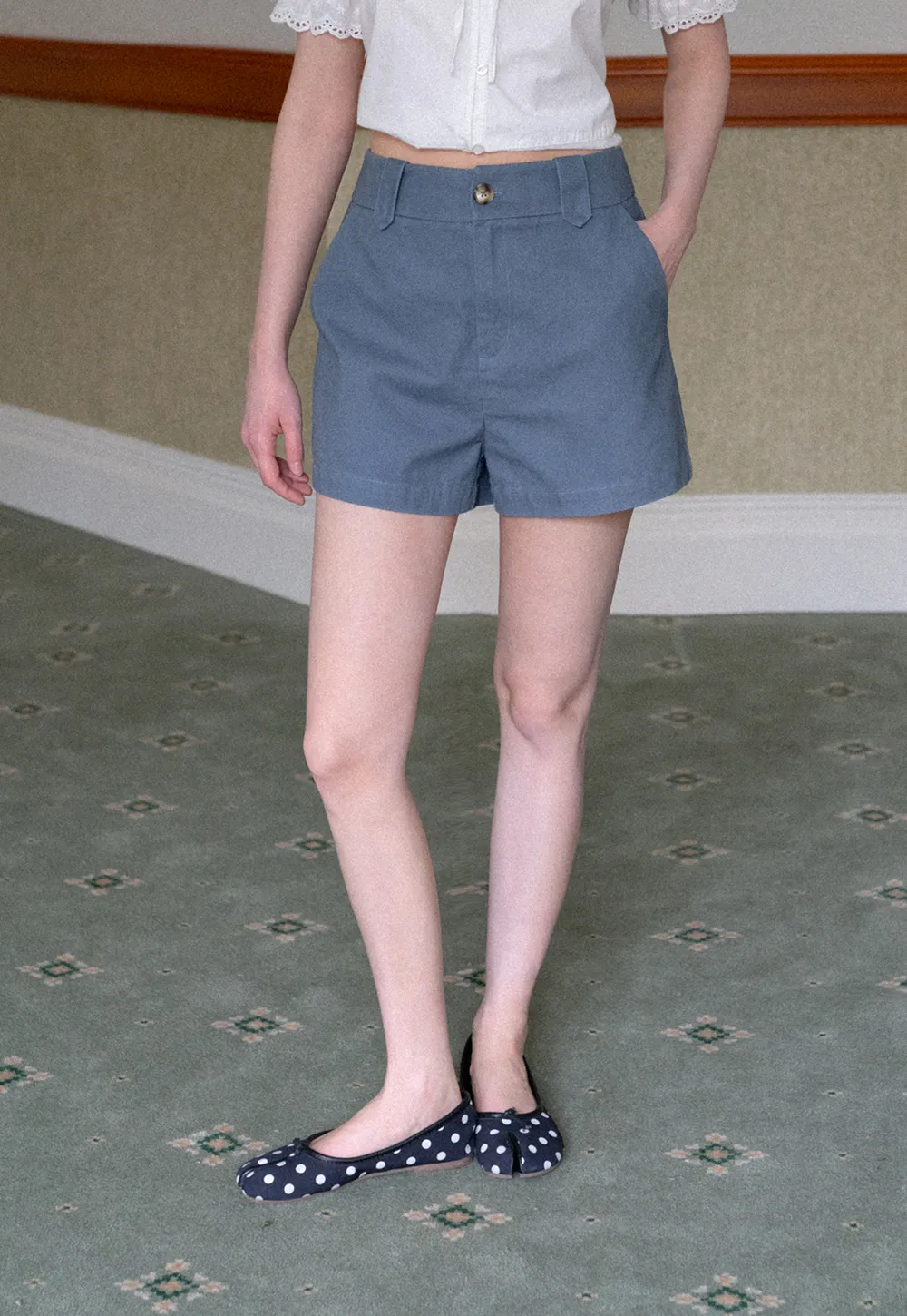 High Waist Structured Shorts with Belt Loops