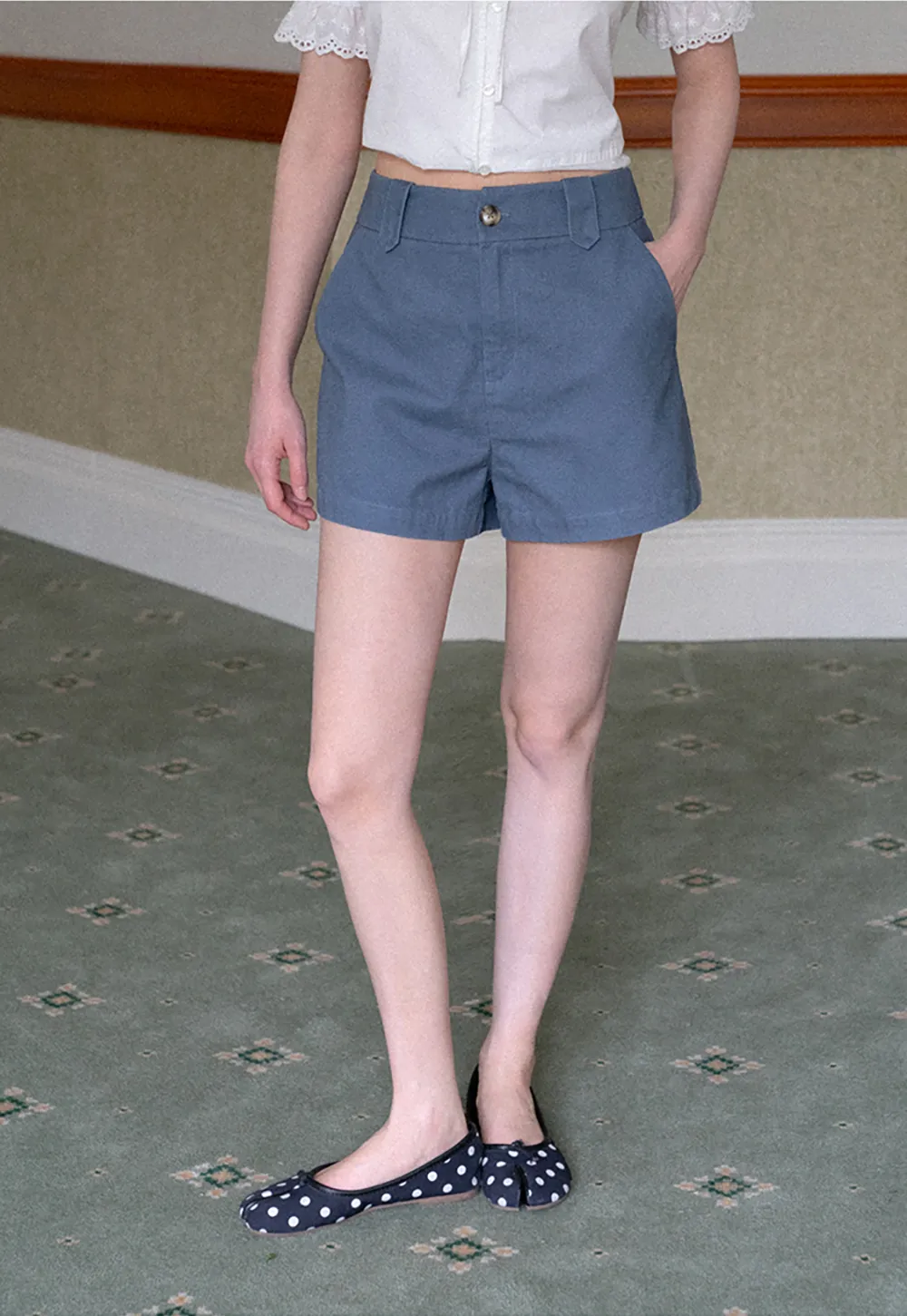 High Waist Structured Shorts with Belt Loops