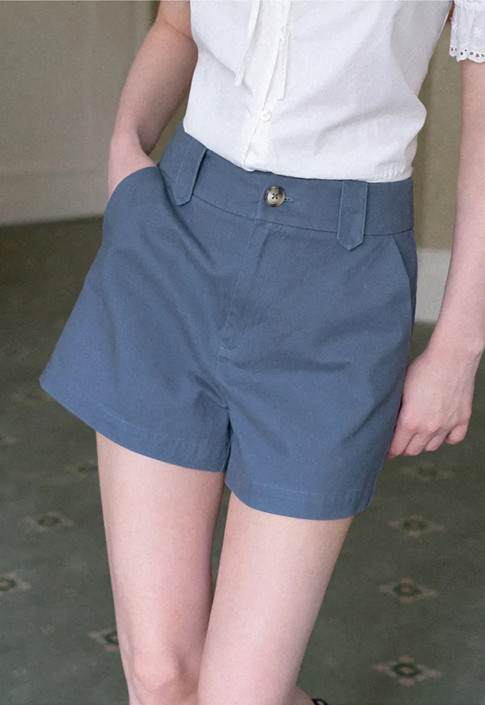 High Waist Structured Shorts with Belt Loops